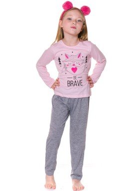 pijama longo infantil menina brave rosa evanilda 24010057