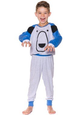 pijama longo infantil menino urso mescla evanilda 27010038