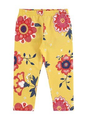 calc a legging infantil feminina floral amarelo alenice 40899