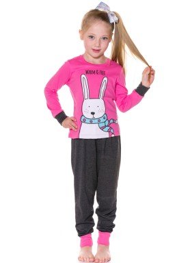 pijama longo infantil menina warm pink evanilda 24010051