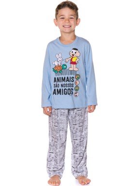 pijama longo infantil masculino turma monica azul evanilda 27040037