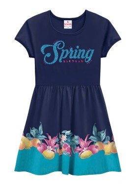 vestido infantil feminino spring marinho brandili 24266