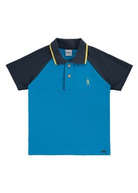 camisa polo infantil masculina baseball azul alenice 47023