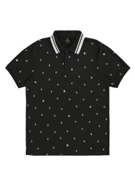camisa polo juvenil masculina estampada preto rezzato 30744