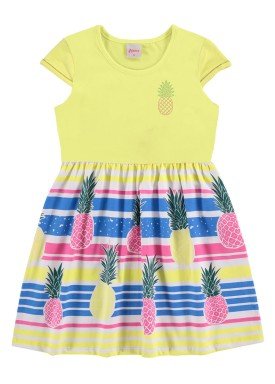 vestido infantil feminino abacaxi amarelo alenice 47045