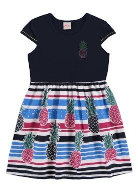 vestido infantil feminino abacaxi marinho alenice 47045