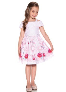 vestido infantil feminino estampado rosa paraiso 9963 2