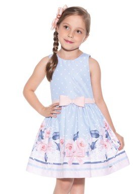 vestido infantil feminino flores azul paraiso 9967 1