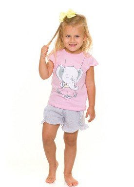 pijama curto infantil feminino elefantinho rosa evanilda 60010004