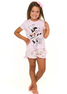 pijama curto infantil feminino minnie rosa evanilda 49030017