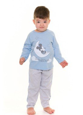 pijama longo infantil masculino mickey azul evanilda 41030004