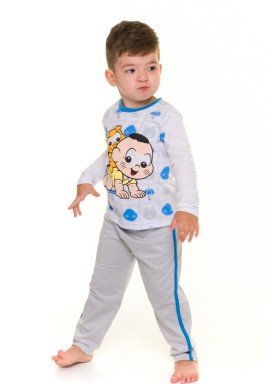 pijama longo infantil masculino turma da monica branco evanilda 41040011
