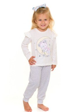 pijama longo infantil feminino little bear natural evanilda 40010004
