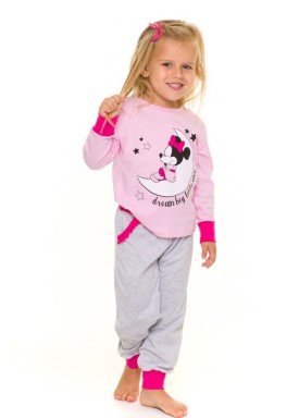 pijama longo infantil feminino minnie rosa evanilda 40030004