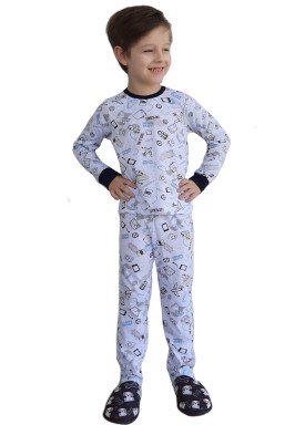 pijama longo infantil masculino traveling branco johndee 1002