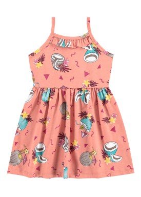 vestido infantil feminino tropical salmao alenice 44349