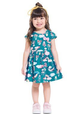 vestido infantil feminino flores azul brandili 34185 1