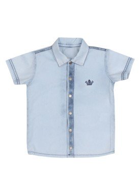 camisa jeans infantil masculina azul paraiso 7718 1
