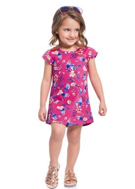 vestido infantil feminino flores rosa 34295 1