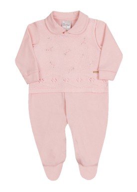 macacao longa bebe menina trico rosa paraiso 10142
