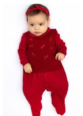 macacao longa bebe menina trico vermelho paraiso 10142 1