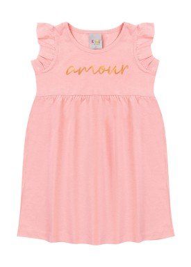 vestido infantil feminino amour rosa kiiwi