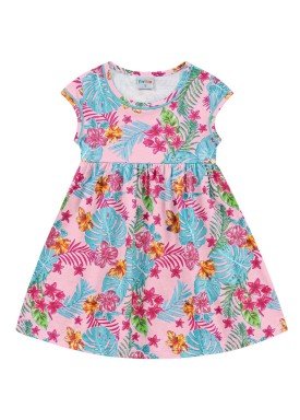 vestido infantil feminino folhas rosa forfun 3109