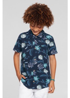 camisa infantil masculina floral marinho alakazoo 39826 1