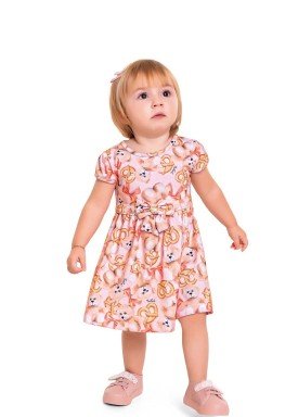 vestido bebe feminino ursinhos rosa fakini 3003 1