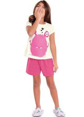 pijama curto infantil feminino monster marfim fakini 3083 1