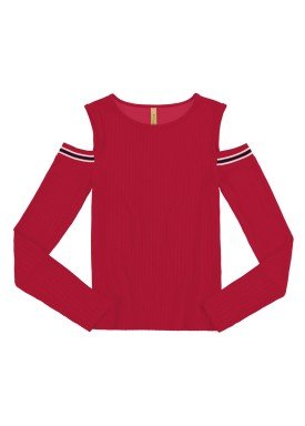 blusa manga longa juvenil feminina vermelho lunender hits 67601