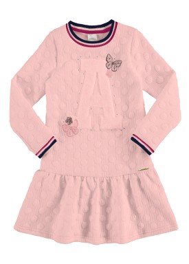 vestido manga longa infantil juvenil feminino borboletas rosa alakazoo 67546