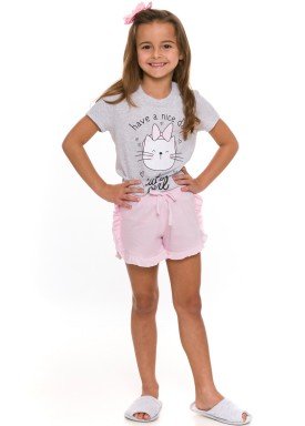 pijama curto infantil feminino cute girl mescla evanilda 49 01 0033
