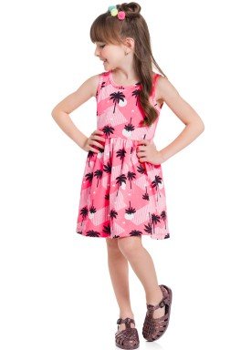 vestido infantil feminino palm trees rosa brandili 34298 1