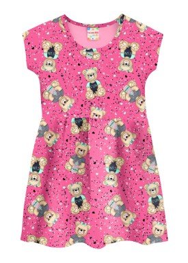 vestido infantil feminino ursinhos rosa brandili 34604