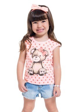 blusa infantil feminina ursinho rosa brandili 34570 1