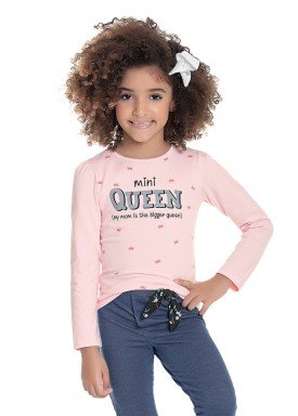 blusa manga longa infantil feminina mini queen rosa fakini 1098 1