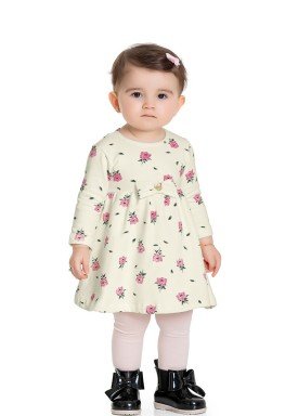 vestido manga longa bebe feminino rosas marfim fakini 1009 1