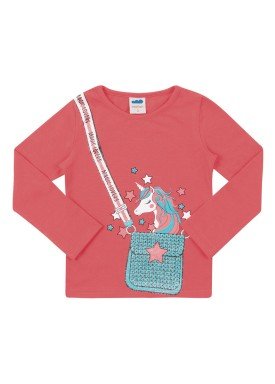 blusa manga longa infantil feminina unicornio rosa marlan 22566