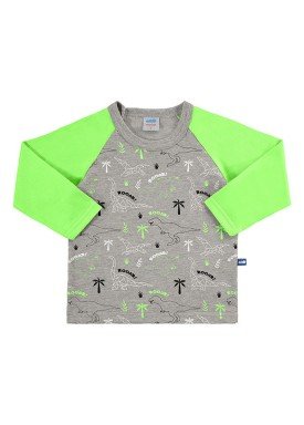 camiseta manga longa bebe masculino dinos verde marlan 20452