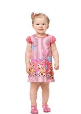 vestido bebe feminino ursinho rosa alenice 41203 1