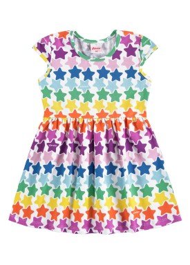 vestido infantil feminino estrelas branco alenice 44506