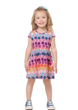vestido infantil feminino estrelas rosa alenice 44506 1