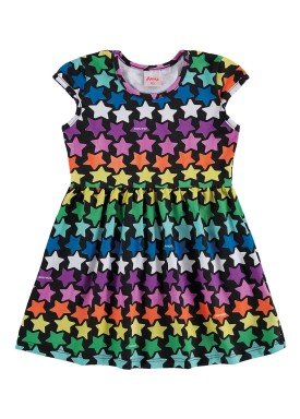vestido infantil feminino estrelas preto alenice 44506