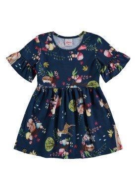 vestido infantil feminino floresta marinho alenice 44556