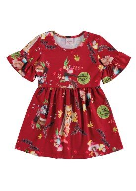 vestido infantil feminino floresta vermelho alenice 44556