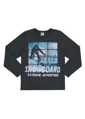 camiseta manga longa infantil masculina snowboard cinza alenice 47139