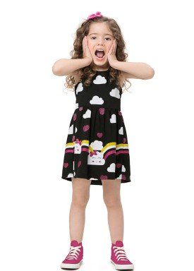 vestido infantil feminino nuvens preto alenice 44555 1