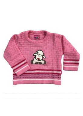 sueter trico bebe feminino ovelha rosa remyro 1015