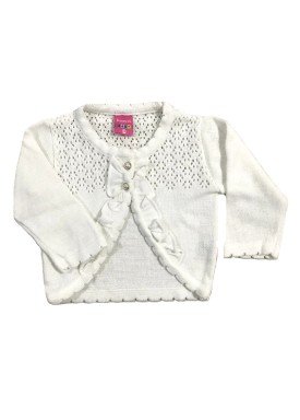 cardiga trico bebe feminino branco remyro 1016